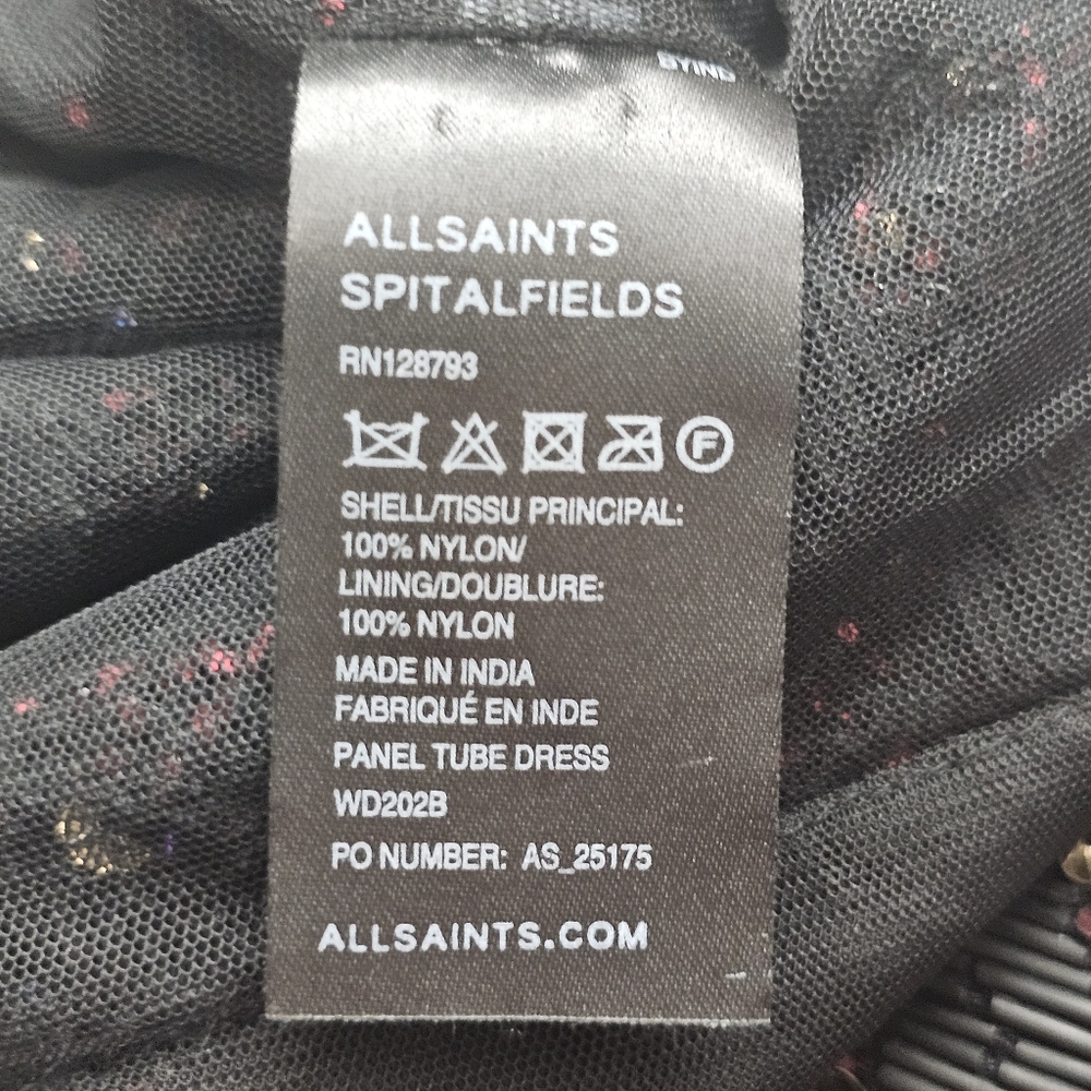 AllSaints Spitalfields Panel Tube Dress – Size US 2 / UK 6 – Hand Embellished - Picture 8 of 15